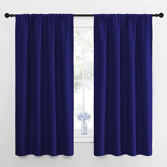 NICETOWN Bedroom Curtains Blackout Draperies, 1 Pair, 34-inch W x 63-inch L