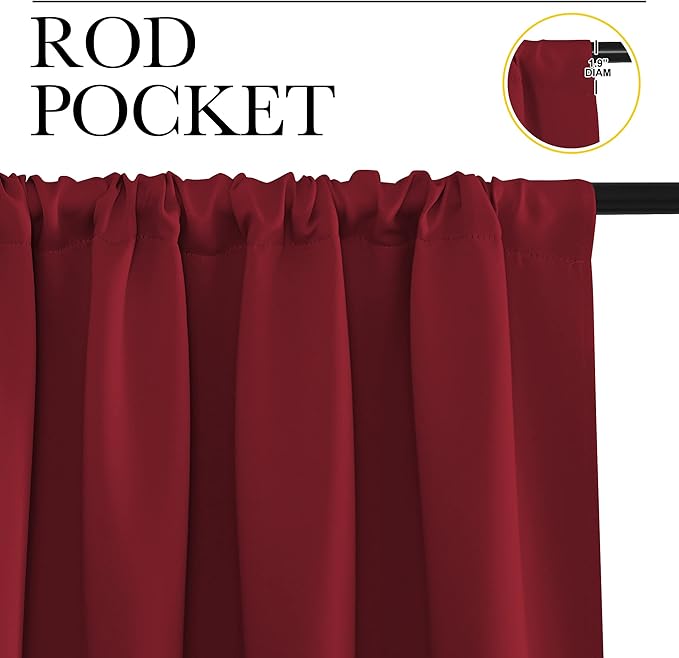 NICETOWN Christmas Burgundy Blackout Curtains and Drapes