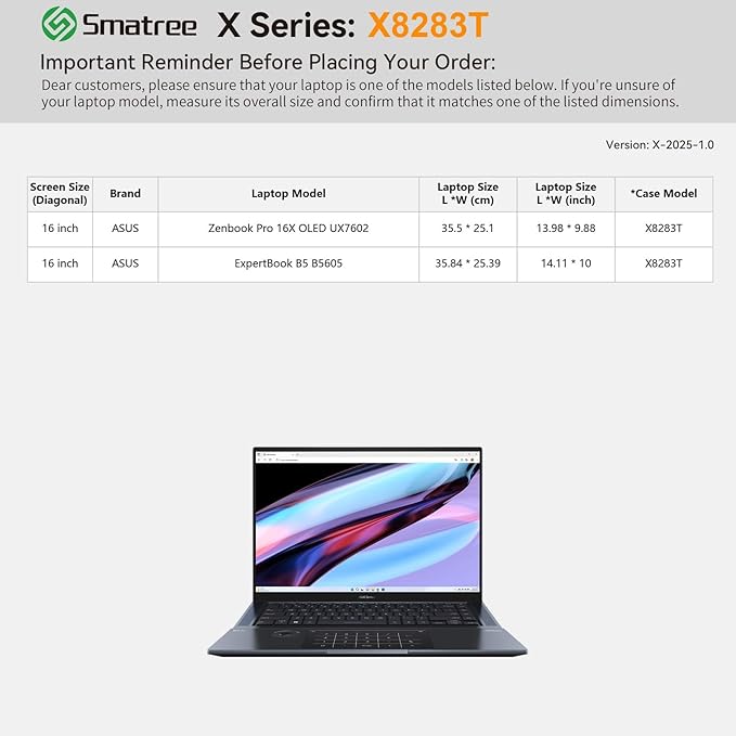 Smatree Hard EVA Protective Case Compatible for 16 inch ASUS Zenbook Pro 16X OLED UX7602, for 16 inch ASUS ExpertBook B5 B5605, Waterproof and Anti-Shock Laptop Case Bag (X8283T)