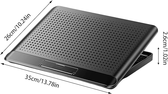 Adjustable Laptop Cooling Pad - Quiet Aluminum Alloy Fan Riser Base, High Airflow Computer Cooler, Ergonomic Design, Ideal for Laptops, Keyboard, Phone, Tablet, Books, Home, Workplace, Dormitory Use