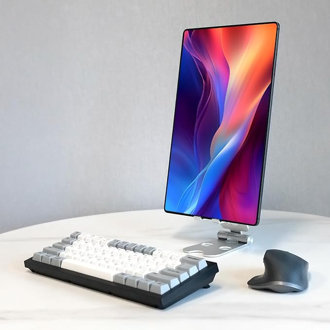 Kado Aluminum Alloy Tablet Stand for Portable Monitor, Foldable iPad Stand Holder Adjustable, Computer Office Desk Accessories for Kindle, Switch, iPad Pro/Air/Mini, iPhone Pro/Max/Plus