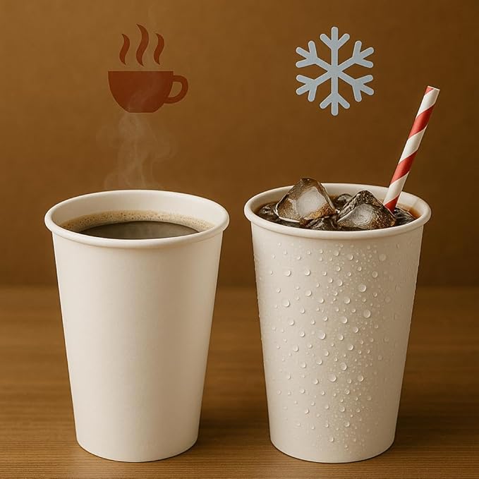 White Paper Coffee Cups – 12 Oz. [400 - Pack] Disposable Hot & Cold Beverage Cups | Durable Paper Cups for Hot and Cold Coffee, Water, Juice, Tea & More – Ideal for Office, Parties, Home & Travel Use
