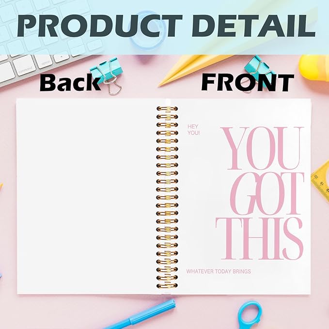 Yhtrg You Got This Inspirational Notebooks Journal, White Motivational Spiral Journal Notebook for Women, White Motivational Positive Notebooks for Office School Supplies, 5.5x8.3 Inch