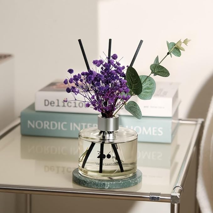 396 st. Preserved Baby's Breath Flower Reed Diffuser, Black Cherry, 200ml(6.7oz) / Reed Diffuser Sets, Home Fragrance, Scented Oils, Home & Bathroom Décor