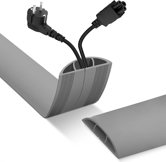 Floor Cord Cover, Cable Protector, 0.63W x 0.31H inches, Wire Cover for Extension Cords, Floor Cable Covers Prevent Cable Trips (Gray, 50-3 Feet)