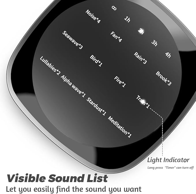 Sleepbox Sleep White Noise Sound Machines with 25 Soothing Sounds 36 Volume Levels 5 Timers Visible Sound Catalog Portable Size Memory Function for Home Office and Travel