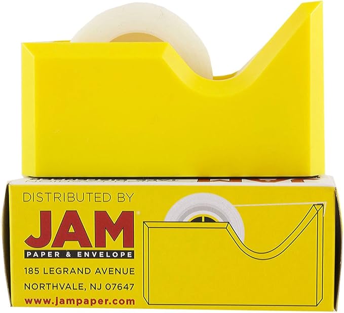 JAM PAPER Colorful Desk Tape Dispensers - Yellow - Sold Individually