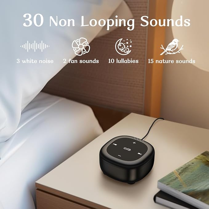 White Noise Sound Machine with 30 Soothing Sounds 36 Adjustable Volume Brown Noise Sound Machines for Sleep Office Privacy Bedroom 4 Timers Memory Function Sleep Sound Machine Baby Adult Elderly Care