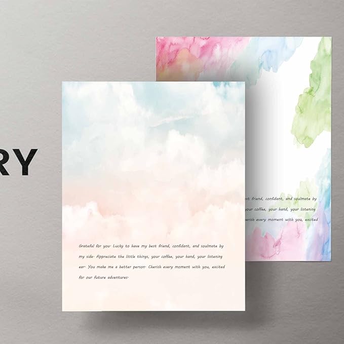 DUGUTUL Watercolor Stationary Paper, 100 gsm Printer Paper 8.5 x 11, 12 designs, Double-Sided, Colored Paper for Writing Letters and Invitations, Writing Paper for Business or Personal Use (96)