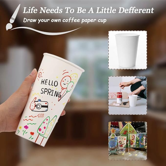 Lamosi 1000 Count 12 oz Paper Coffee Cups Bulk, Disposable Paper Cups for Hot or Cold Drinks, 12 Ounce White Beverages Water Cups for Party, Picnic, Travel, Events