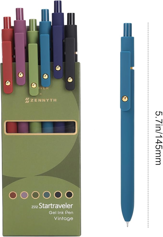 FIOVER Colored Pens, 12 Pack Colorful Gel Pens, Quick-Dry 0.7mm Medium Point for Journaling, Note Taking, Doodling, Aesthetic Office School Supplies, Gifts for Women Men(12PCS Vintage Colorful)