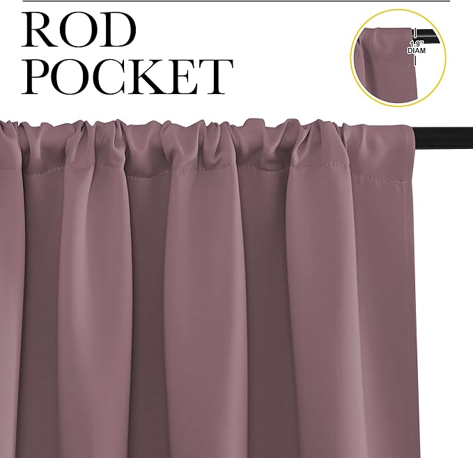 NICETOWN 2 Panels Blackout Curtains, Rod Pocket Thermal Insulated Drapes 84