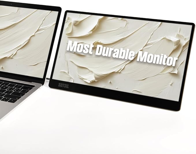 SOTSU FlipAction Go 14" Premium Portable Monitor SFA14PMML | Robust but Lightweight | Tempered Glass Cover | 1080p | 400 Nits | 100% sRGB | 5W | Super Versatile | USB C or Mini HDMI