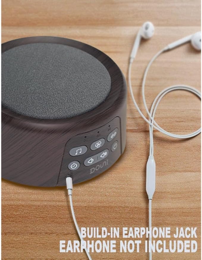 White Noise Machine - Sleep Sound Machine with Soothing Sounds Timer & Memory Function for Sleeping & Relaxation, Sleep Therapy for Kid, Adult, Nursery, Home, Office, Travel. Brown Wood Grain