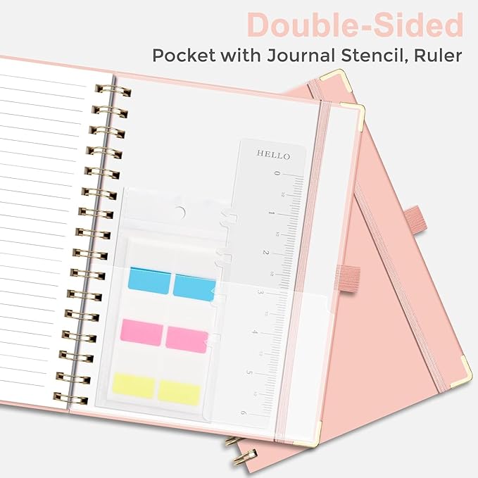 EMSHOI Meeting Notebook for Work - B5 Half Meeting Half Note Planner, 100 Pages, 100GSM Thick Paper, Hardcover, Project Organizer for Women Men Office, Business, Note Taking, 8"x10.2" - Pink