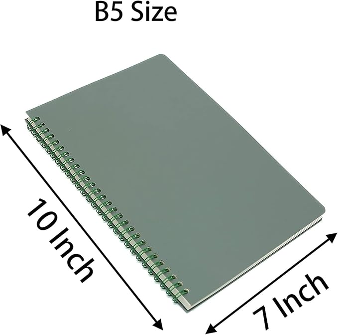 Yansanido Spiral Notebook, 4 Pcs B5 Thick Plastic Hardcover Graph Paper 4 Color 80 Sheets -160 Pages Journals for Study and Notes (Grid-4pcs Wine Red,Brown,Green,ivory, B5)