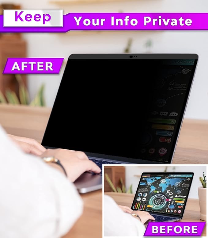 PYS macbook air 13 inch privacy screen Compatible with MacBook Air 13.3'(Released in 2018-2021: A1932,A2179,A2337)-Anti Glare，Webcam Cover Slider，Provide Privacy, Ultra Slim，Easy On