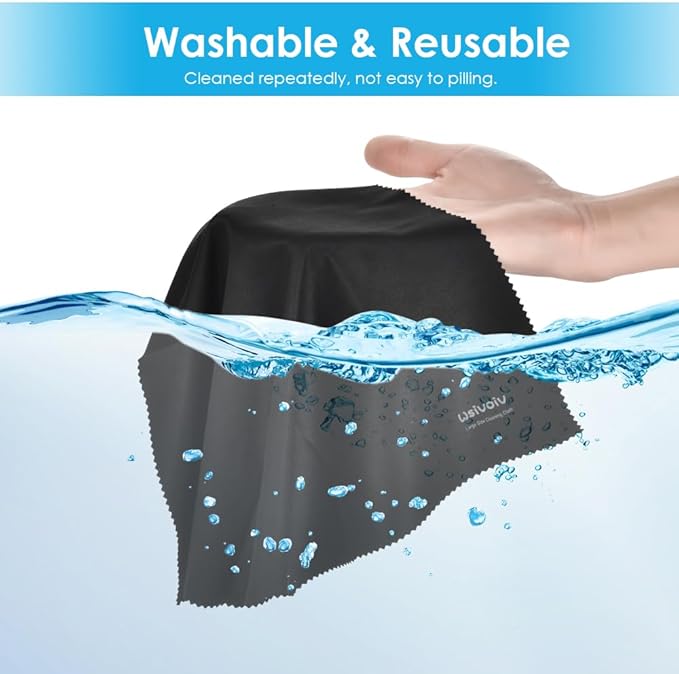 Wsivoiv 6PCS Large Eyeglass Cleaning Cloths, 12 x12 inches Glasses Cleaner, Individually Wrapped, Premium Microfiber Cleaning Cloth for Glasses, TV, Laptop Screens and Lens, Easier to Grip and Use