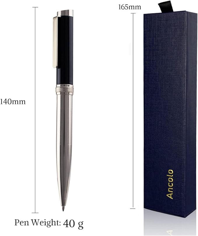 Ancolo Personalized Pens - Advertising Buesiness Gift Office Writing Set- Engraved with Your Message Name Company Team Name, Phone Number Perfect for Business Men 5 Pens/BOX