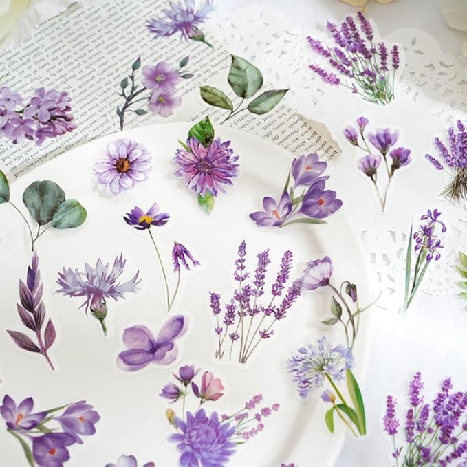 Obujopal 100 Pcs Daisy Camellia Stickers, White Flower Stickers for Scrapbooking Junk Journal Notebook Diary Planner Letter Envelope Water Bottle Phone Case Craft Decoration, 50 Patterns
