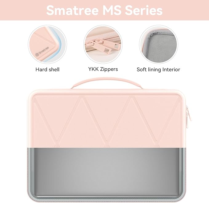 Smatree MS85T Hard EVA Protective Sleeve Case with Stand Compatible for 16 inch Acer Swift Edge 16 Laptop - SFA16-41-R6YS Waterproof Sleeve, Pink