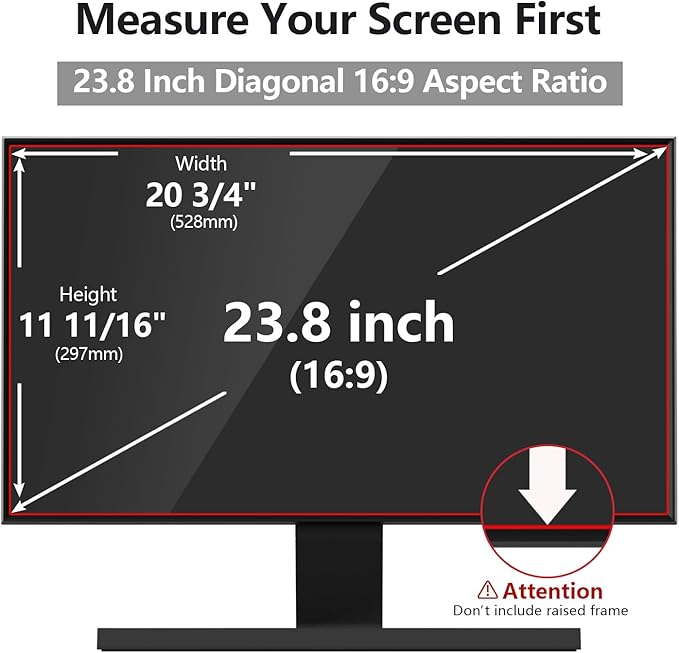 【2 Pack】 Computer Privacy Screen Protector 23.8 Inch with Hp Dell Asus Samsung LG and More, Removable Security Shield Filter for 16:9 Aspect Ratio Monitor Like ViewSonic Sceptre