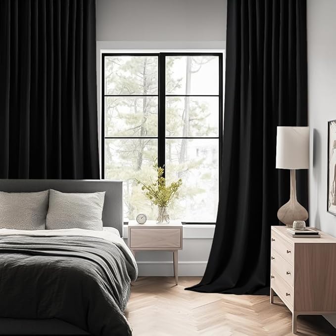 MIULEE Back Tab Blackout Curtains 84 Inch Length 2 Panels Set