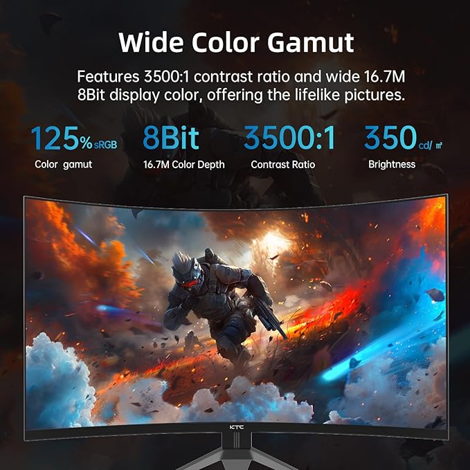 KTC 32 Inch 240Hz Curved Gaming Monitor, FHD 1080P 1500R HDR Gaming PC Monitor, FreeSync, Ultra-Fast 1ms Monitor for Gamer, 3500:1 Contrast, HDMI 2.0 x 2, DisplayPort 1.4 & USB 2.0, H32S17F