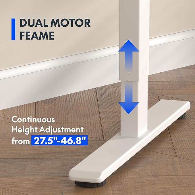 FLEXISPOT E3 Solid Wood Dual Motor 63 x 24 Electric Standing Desk Sit Stand Desk, Holds 220 lbs, Adjustable Height w/Memory Presets, Butcher Block Rubberwood Desktop & White Frame, Ships in 2 Boxes