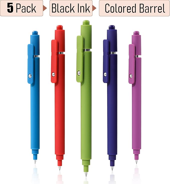 RIANCY Gel Pens, 0.5mm Black Ink Quick Dry Ball Point Pens, Fine Point Smooth Writing Pens, Cute Aesthetic Gifts Set for Men Women Journaling, Office School Stationery Supplies