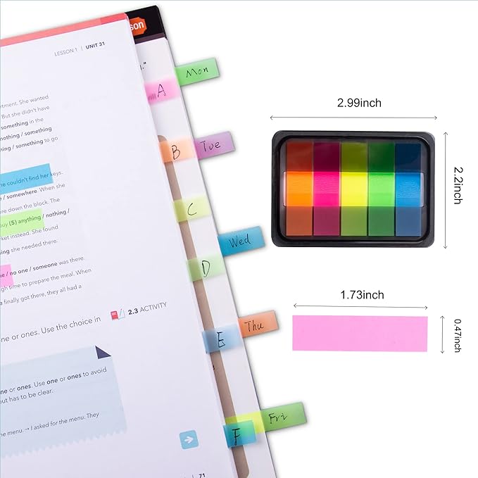 Golcellia 600 Pcs, Transparent Sticky Notes, Page Markers, Book Tabs, Sticky Note Tabs, Sticky Tabs, Page Tabs, Label Stickers, Pop Up Index Tabs, Tabs Flags Stickers