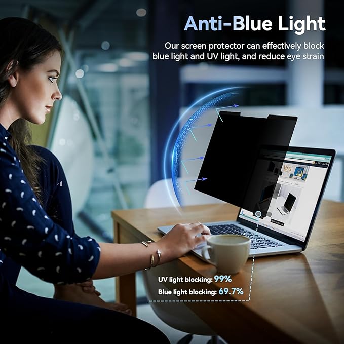 Mamol Magnetic Laptop Privacy Screen 15.6 inch ,16:9 Aspect Removable Anti Glare Protector Blue Light Privacy Screen Filter,Filter Shield Compatible with HP/Dell/Acer/Asus/Samsung/Lenovo/Thinkpad Envy