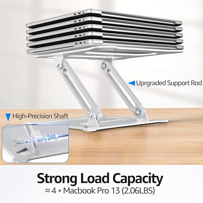 Urmust Laptop Notebook Stand Holder Adjustable Ultrabook Stand Riser Portable Compatible with MacBook Air Pro HP Dell XPS Lenovo All laptops 10-15.6"(Silver)