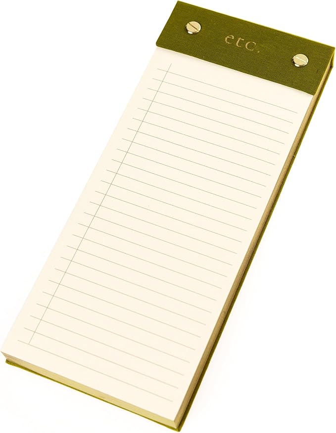 Graphique Post-Bound List Pad Luxe Collection, Perforated Sheets To-Do Notepad, Hardcover Binding, Gold Foil Embossing, 100 Pages, 4” x 9.75”, Olive Green