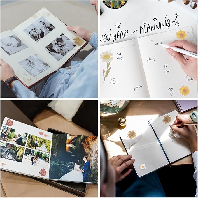 Healvian 4pcs Floral Scrapbook Stickers Set for DIY Journaling and Album Decoration, Creative Flower Stationery Patches for Crafting and Scrapbooking Enthusiasts