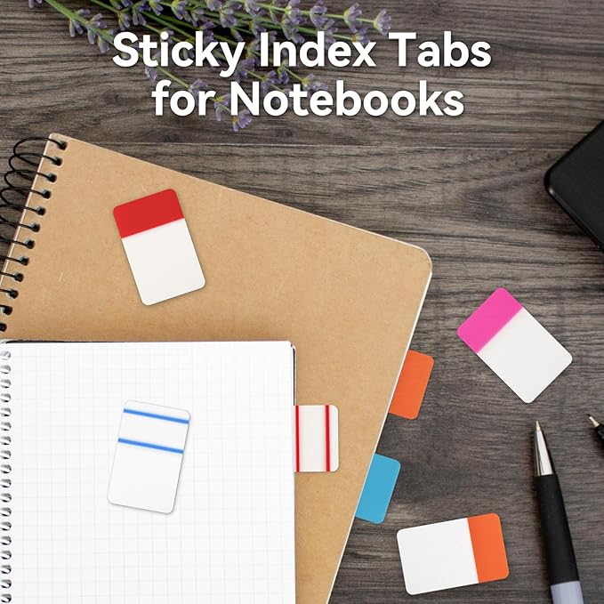 1 Inch Tabs for Notebooks, 960 Pieces Sticky Note Tabs File Index Tabs for Books, Binders, Papers, Documents, File Folders (48 Sets 12 Colors)