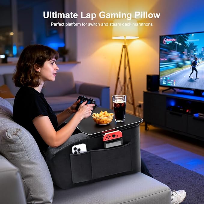 Lap Desk for Adults with Arm Rests,Ergonomic Laptop Pillow Stand for Bed,Couch,Floor,Large Table for Long Hours Work,Eating,Gaming,Reading and Writing,Lap Laptop Desk for College Dorm Room