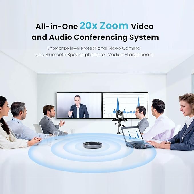 20x Zoom Conference Room Camera System TONGVEO All-in-1 Video and Audio Conferencing System 20X Optical Zoom USB3.0 HDMI PTZ Camera and Conference speaker with microphone Bundle for large Meeting Room