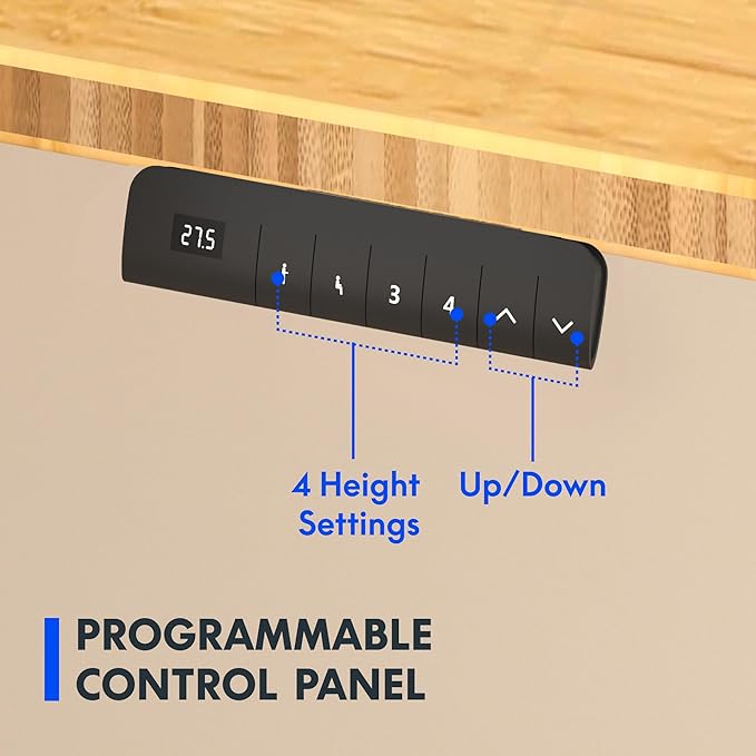 FLEXISPOT E3 Bamboo Dual Motor Electric Standing Desk 55 x 28 Sit Stand Up Desk, Holds 220 lbs, Adjustable Height w/ Memory Presets, Solid Bamboo Desktop & Black Frame, Ships in 2 Boxes
