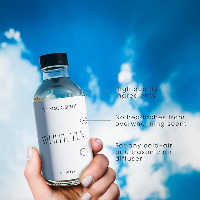 The Magic Scent White Tea Diffuser Oil - Hotel & Home Luxury Scents - Diffuser Oil Scents for Home Designed for Use in All Diffusers - 16.9 fl oz, 500 mL