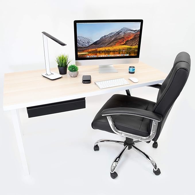 Mount-It! Under Desk Pull-Out Drawer Kit with Smooth Sliding Track | Office Storage Organizer | Mounts to Desktops Tables and Workbenches Over 0.71 Inches Thick | Matte Black