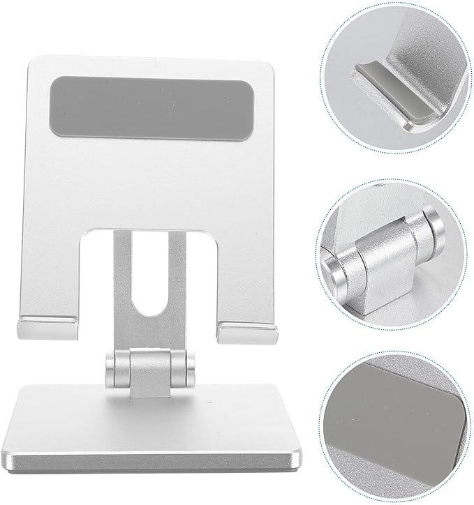 Kisangel Adjustable Universal Tablet Stand Holder for Desk Compact Foldable Desktop Tablet Holder Compatible with Ipad and Multi-Angle Metal Bracket for Office and Home Use