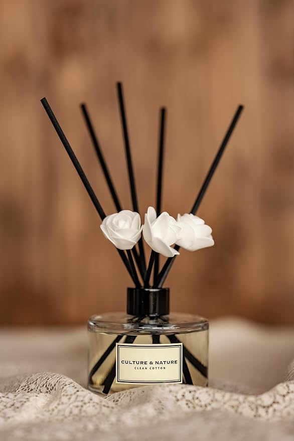 CULTURE & NATURE Reed Diffuser Set 6.7oz (200ml) Flower Market Scented Diffuser with Sticks Home Fragrance Reed Diffuser for Bathroom Shelf Decor