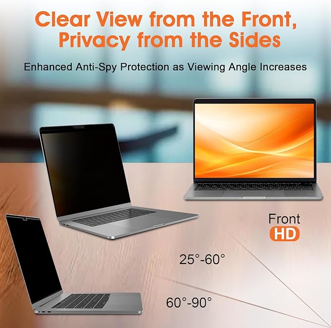 BSPROTE Magnetic Laptop Privacy Screen 14 Inch (Diagonal) 16:9 Display- Removable Anti-Glare Blue Light Filter, Computer Privacy Screen Shield Compatible with 14'' Hp Acer Asus Lenovo Dell Monitor