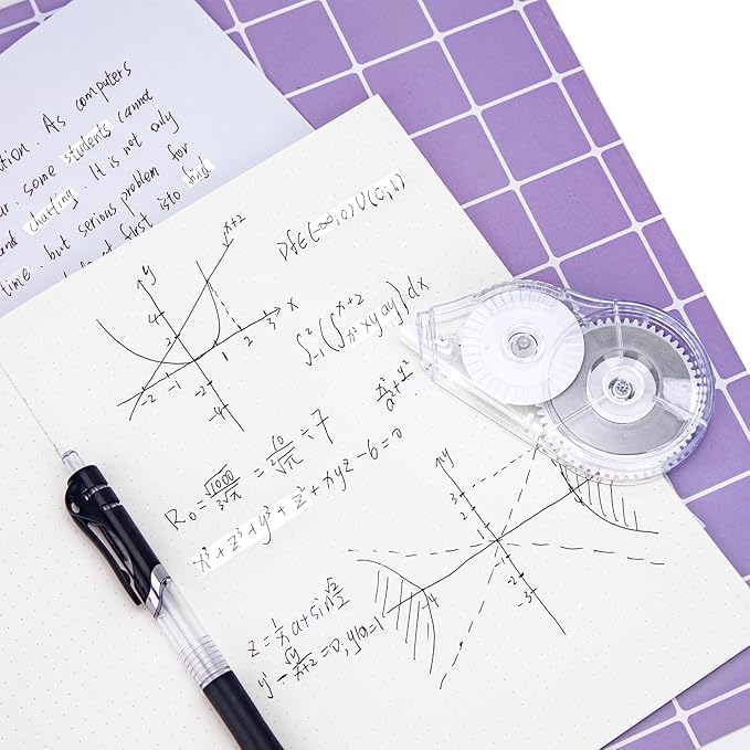 JEFURE 6 Pcs Correction Tape, 98.43 Ft White Wrong Out Tear-Resistant Bulk, Instant Corrections Easy To Use Applicator for School, Office, Note Taking, Journal (Tape Width 0.2 in，Clear)