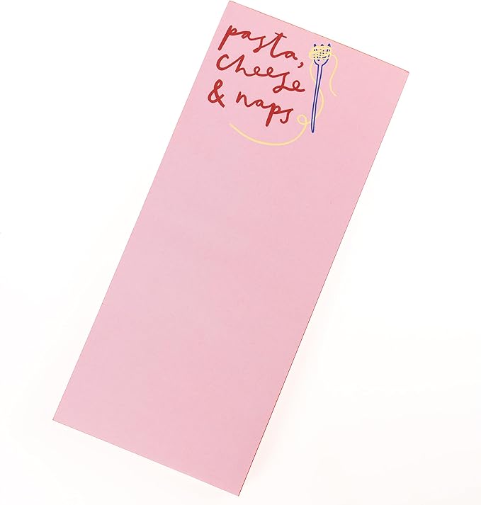 Graphique Pasta & Naps Magnetic Notepad, 100 Tear-Away Sheets for Grocery, Shopping & To-Do Lists, Writing Pad for Fridge, Kitchen, Office