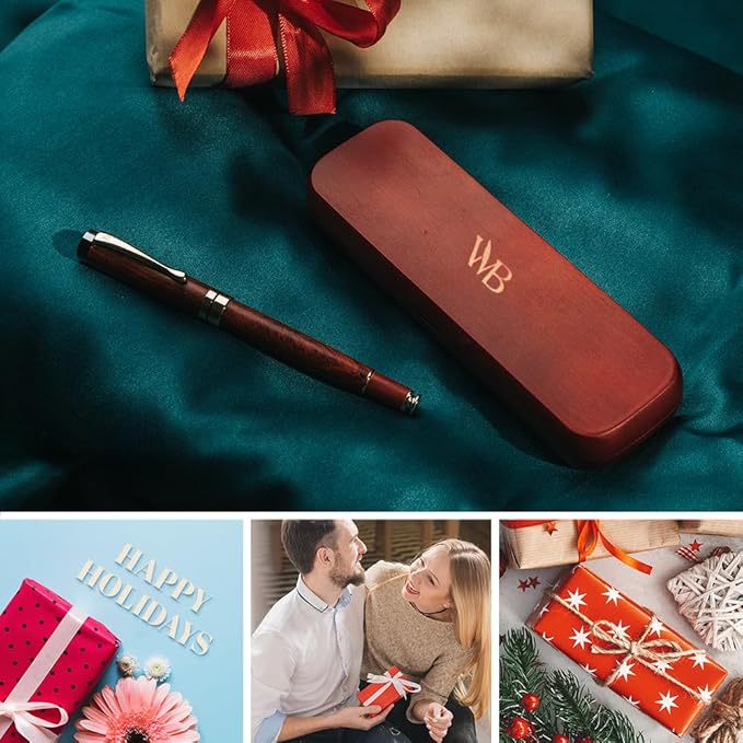 Wordsworth & Black Fountain Pen Set, Luxury Bamboo Wood - Extra Fine Nib, Gift Case; Includes 6 Ink Cartridges, Ink Refill Converter -Journaling, Calligraphy; Drawing, Smooth Writing [Rosewood]