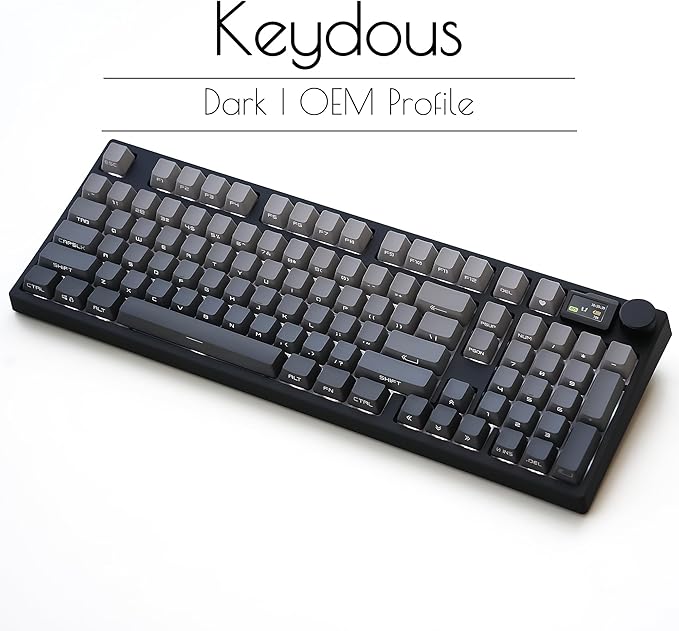 NJ98 Wireless Custom Mechanical Keyboard with Screen Knob 96% Hot Swappable RGB Keyboard Mac Windows (Dark, Steel Plate-Mix5 Linear)