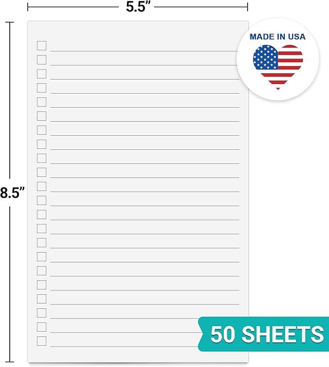 321Done to Do List Notepad - 50 Sheets (5.5" x 8.5") Daily to-Do's Notepad Tear Off, Planning Memo Pad, to Do List Checklist Organizing - Simple, Blank, Heavy Paper - Wide-Ruled - Made in USA