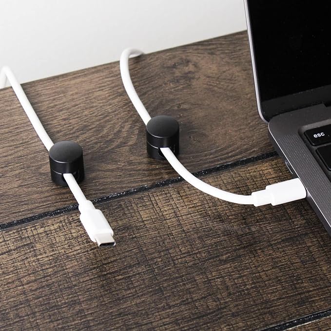 Cable Anchors for Desk Organization Black | Premium Aluminum Cord Organizers | Charger + Cable Management Clips for Home & Office | Stylish, Sturdy, & Functional | (3 Pack)